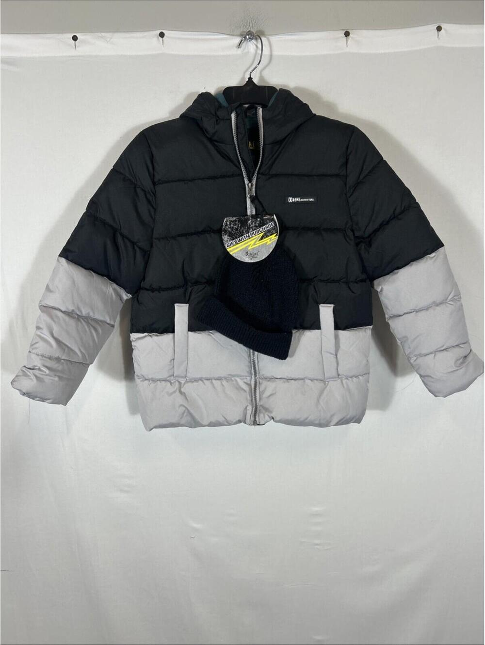$85 iXTREME Outfitters Boys Black-Gray Puffer Jacket Hoodie M